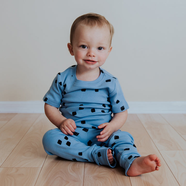 Organic Kids' L/Sleeve PJ Set in River Stone, Lifestyle