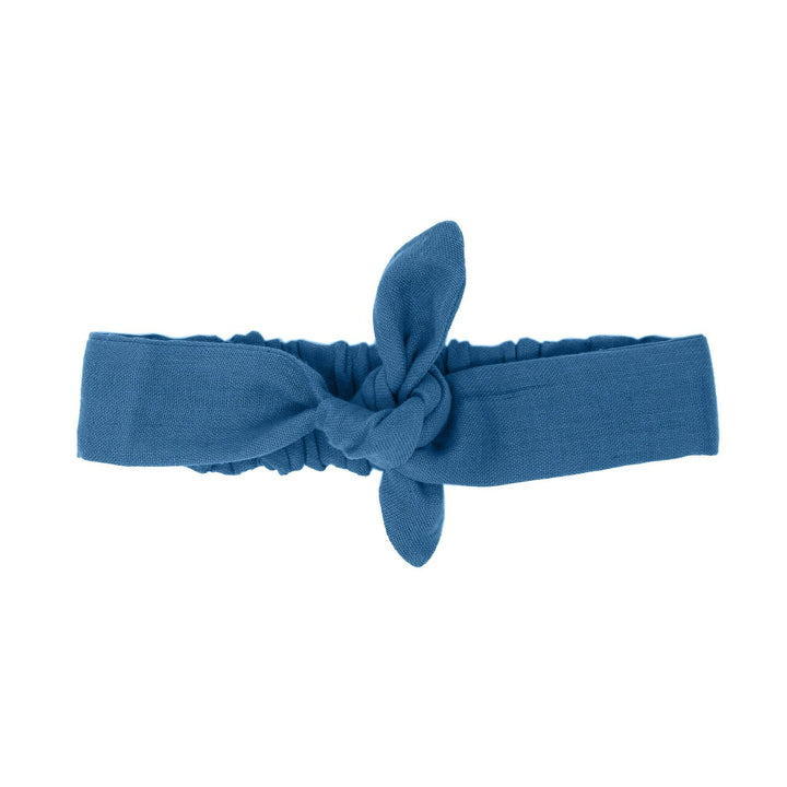 Organic Muslin Tie Headband in Pacific, Flat