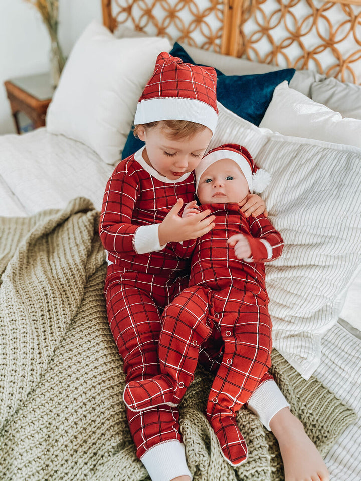 Organic Holiday Kids' PJ & Cap Set in Santa Baby, Lifestyle