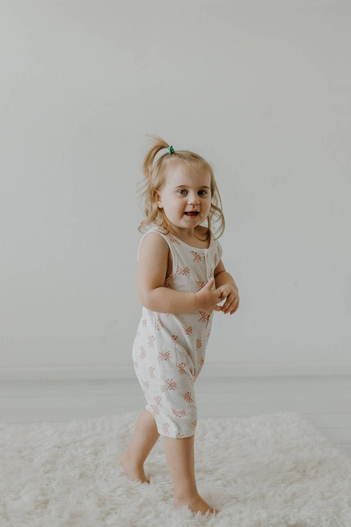 Sleeveless Romper in Copper Fans, Lifestyle