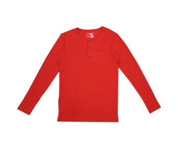 Organic Thermal Men's L/Sleeve Shirt in Ruby, Flat