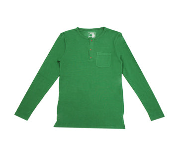 Organic Thermal Men's L/Sleeve Shirt in Emerald, Flat