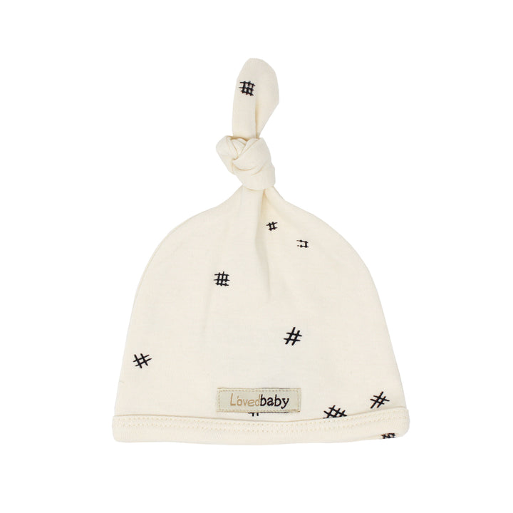 Organic Top-Knot Hat in Beige Hatch, Flat