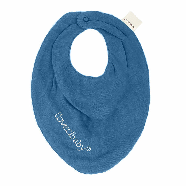 Organic Muslin Bandana Bib in Pacific, Flat