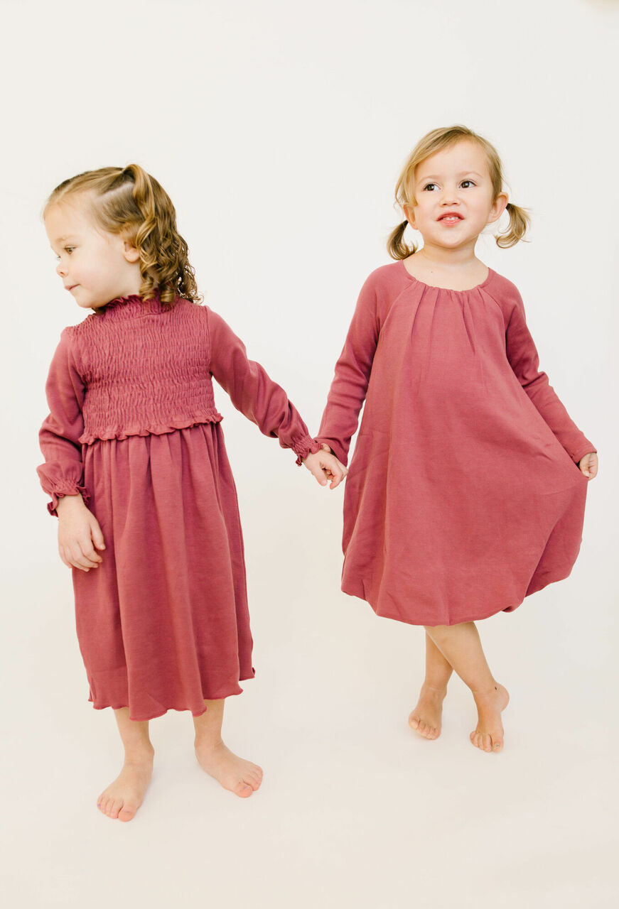 Organic Kids' Bubble Dress in Appleberry, Lifestyle