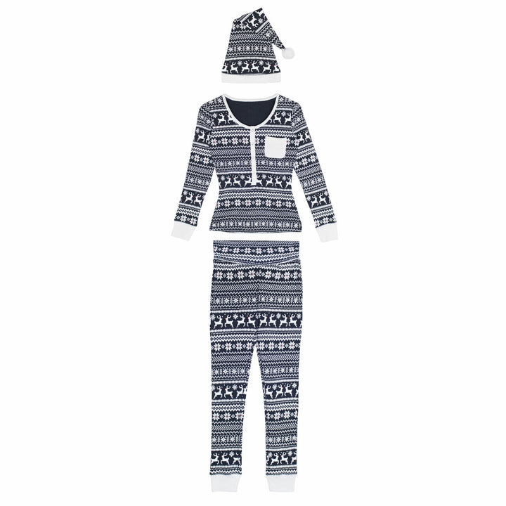 Organic Holiday Women's 2-Pc Lounge Set with Cap in Rudolph, Flat