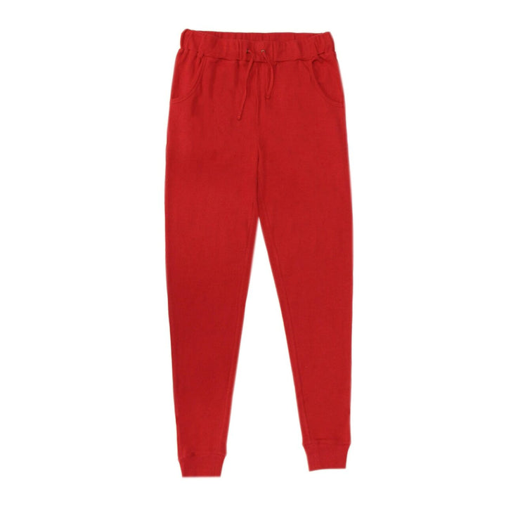 Organic Thermal Men's Jogger Pants in Cherry, Flat