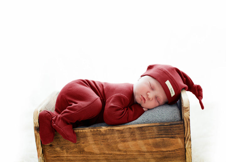 Organic Thermal Footie in Crimson, Lifestyle