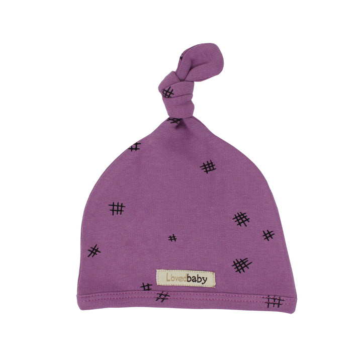 Organic Top-Knot Hat in Grape Hatch, Flat