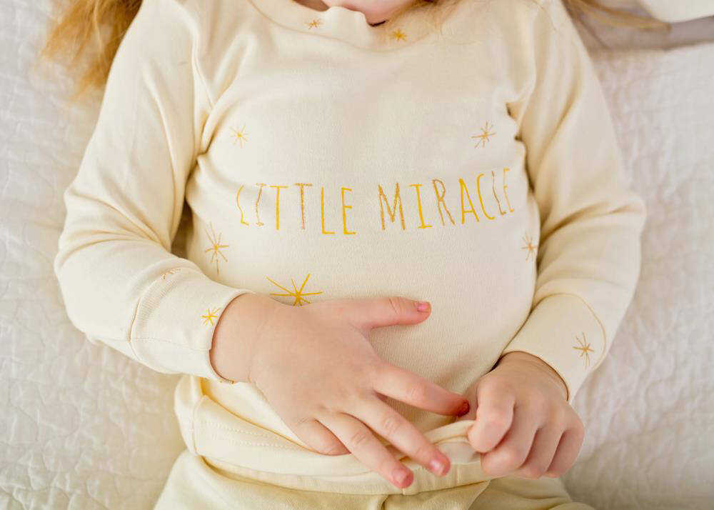 Organic Kids' L/Sleeve PJ & Cap Set in Gold Miracle, Lifestyle