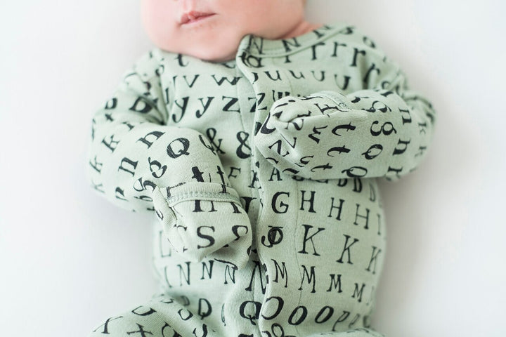 Organic Jumpsuit in Seafoam Letters, Lifestyle