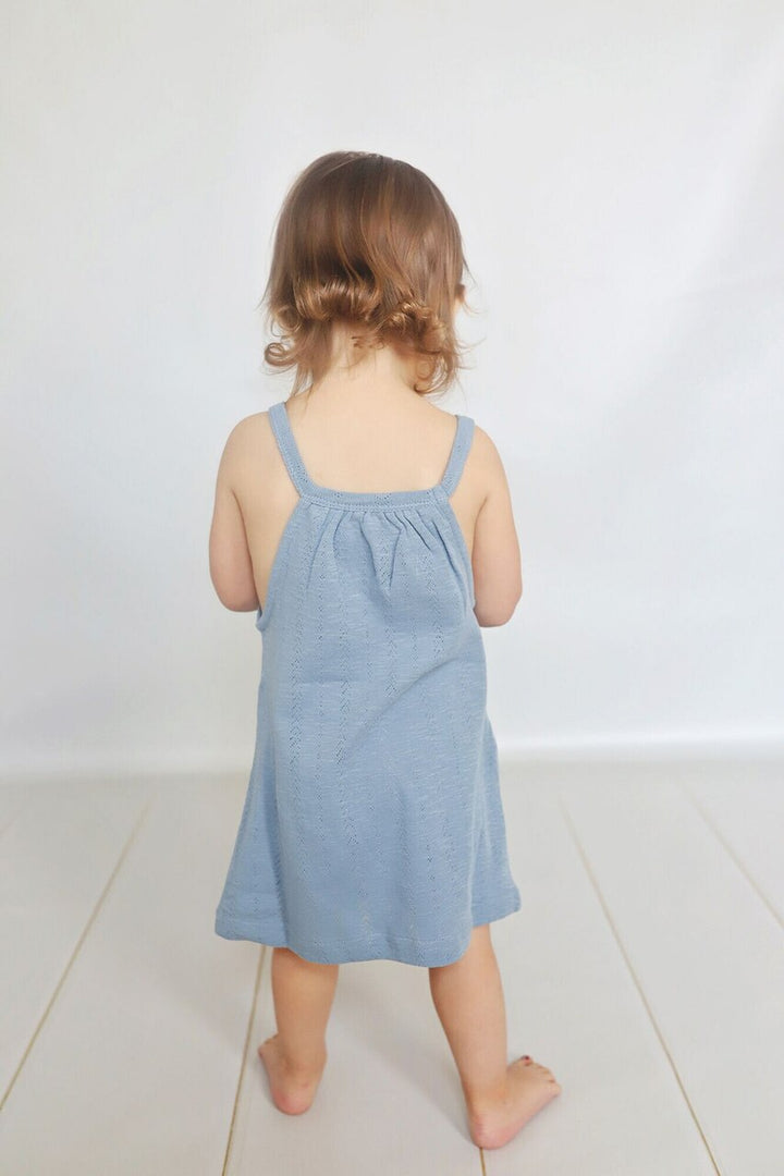 Kid's Pointelle Halter Dress in Pool, Lifestyle