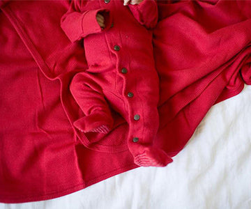 Organic Thermal Swaddling Blanket in Ruby, Lifestyle