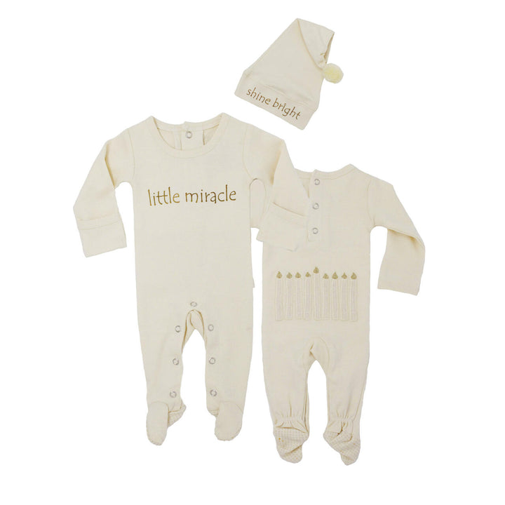 Organic Overall & Cap Set in Shine Bright Candles, Flat