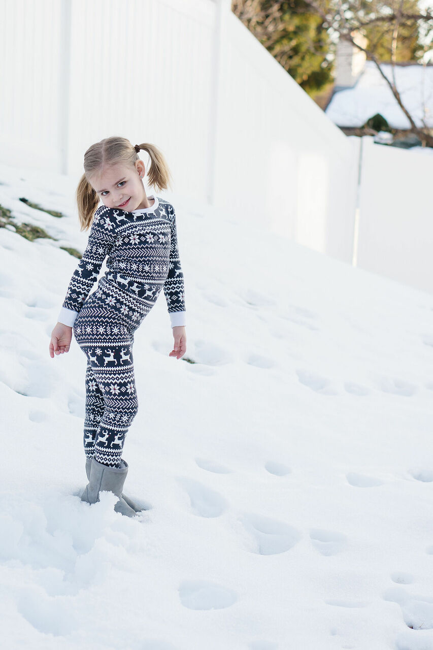 Organic Holiday Kids' PJ & Cap Set in Rudolph, Lifestyle