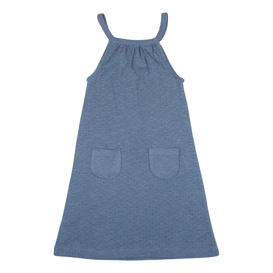 Kid's Pointelle Halter Dress in Pool, Flat