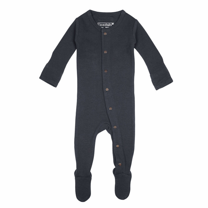 Organic Thermal Baby Footie in Coal, Flat