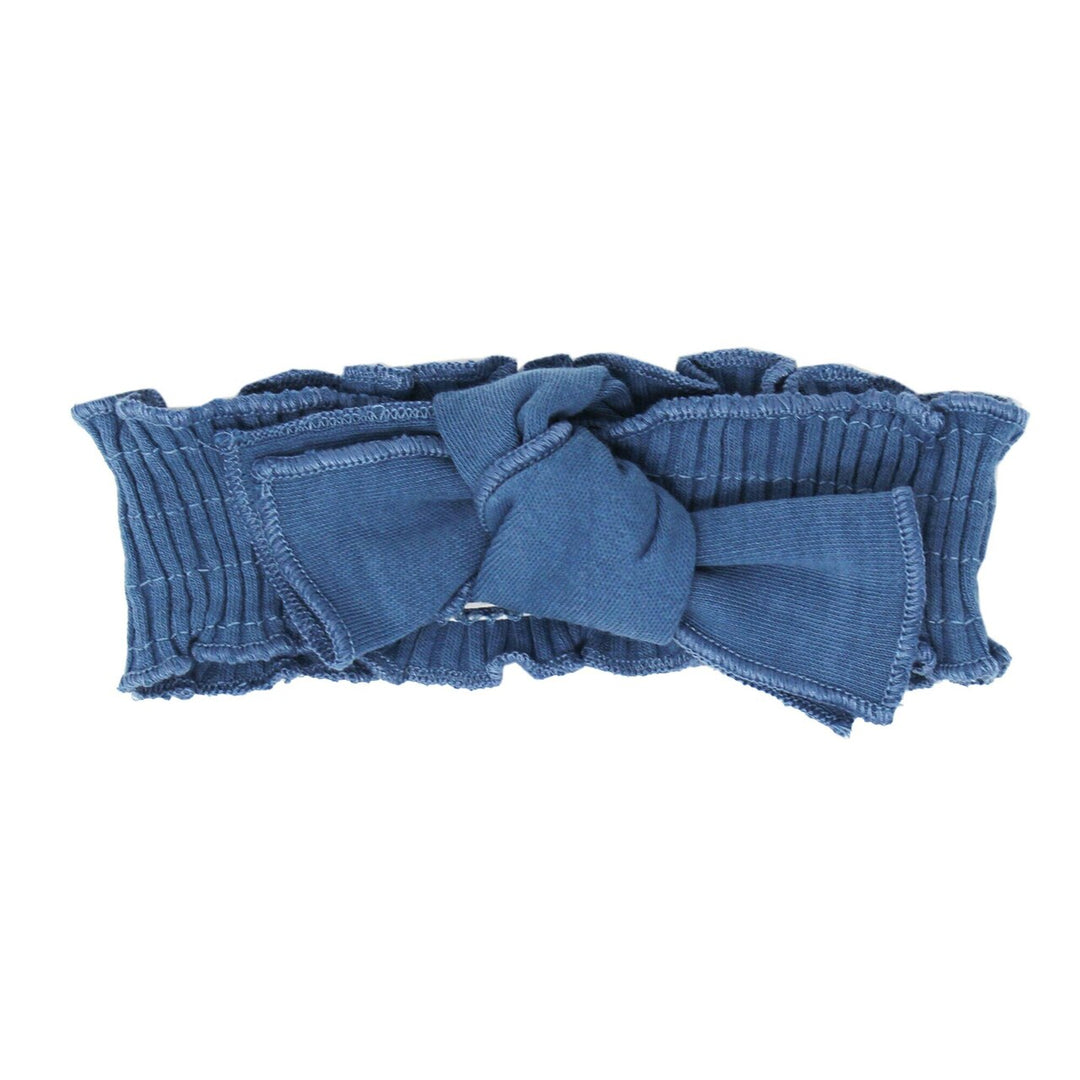 Ribbed Smocked Headband in Sky, Flat