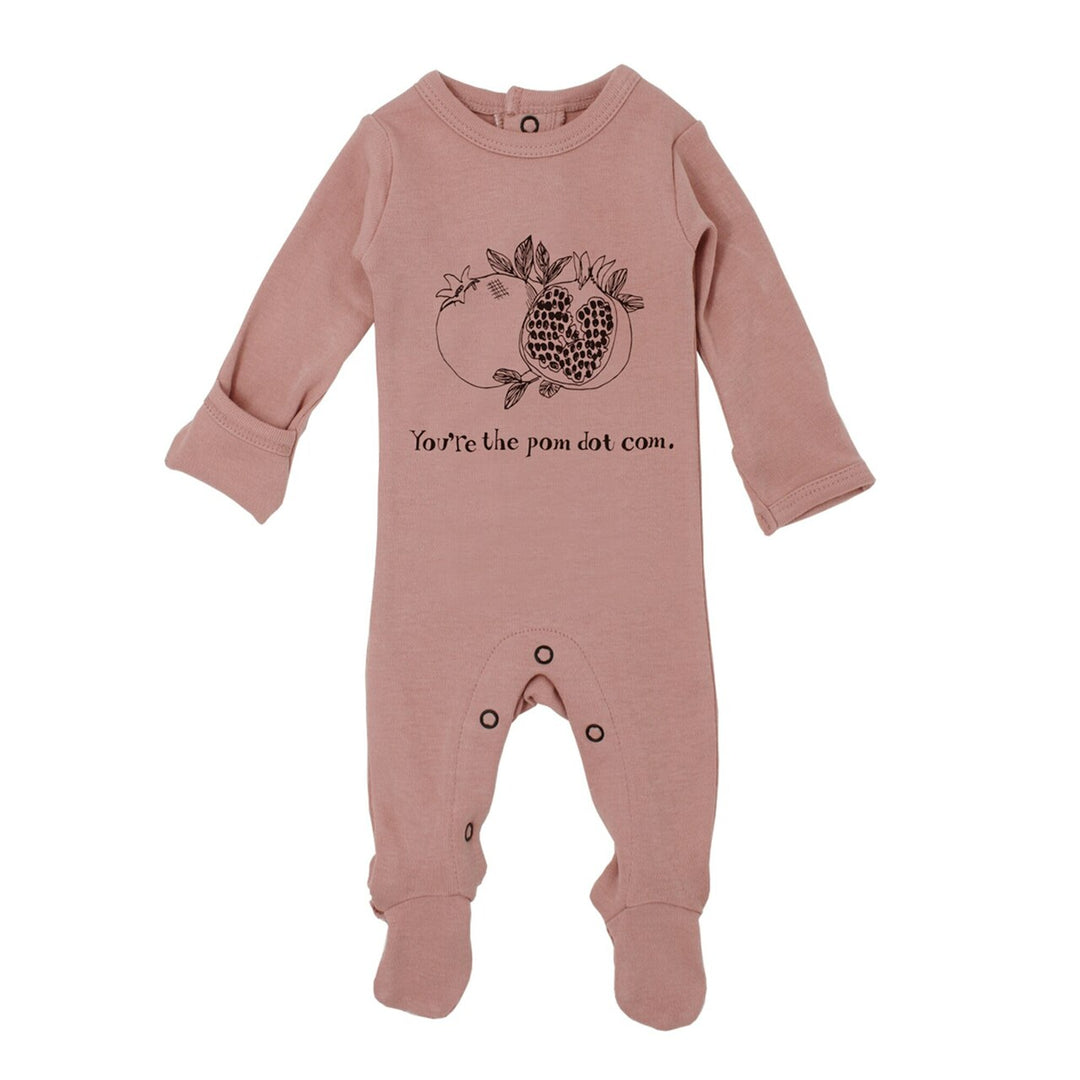 Organic Graphic Footie in Mauve Pomegranate, Flat