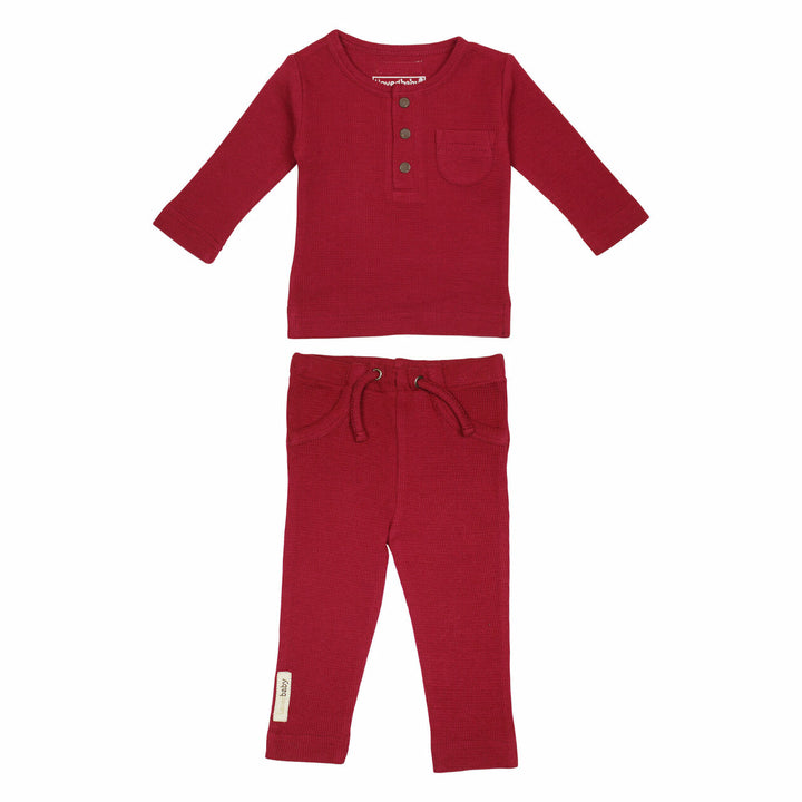 Organic Thermal Baby Lounge Set in Crimson, Flat