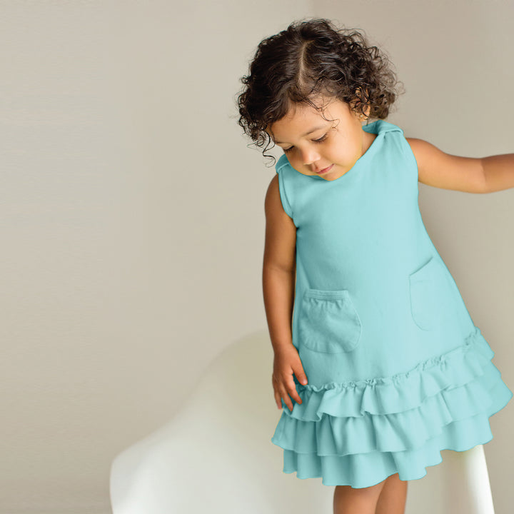 Kids' Organic Dress in Aqua