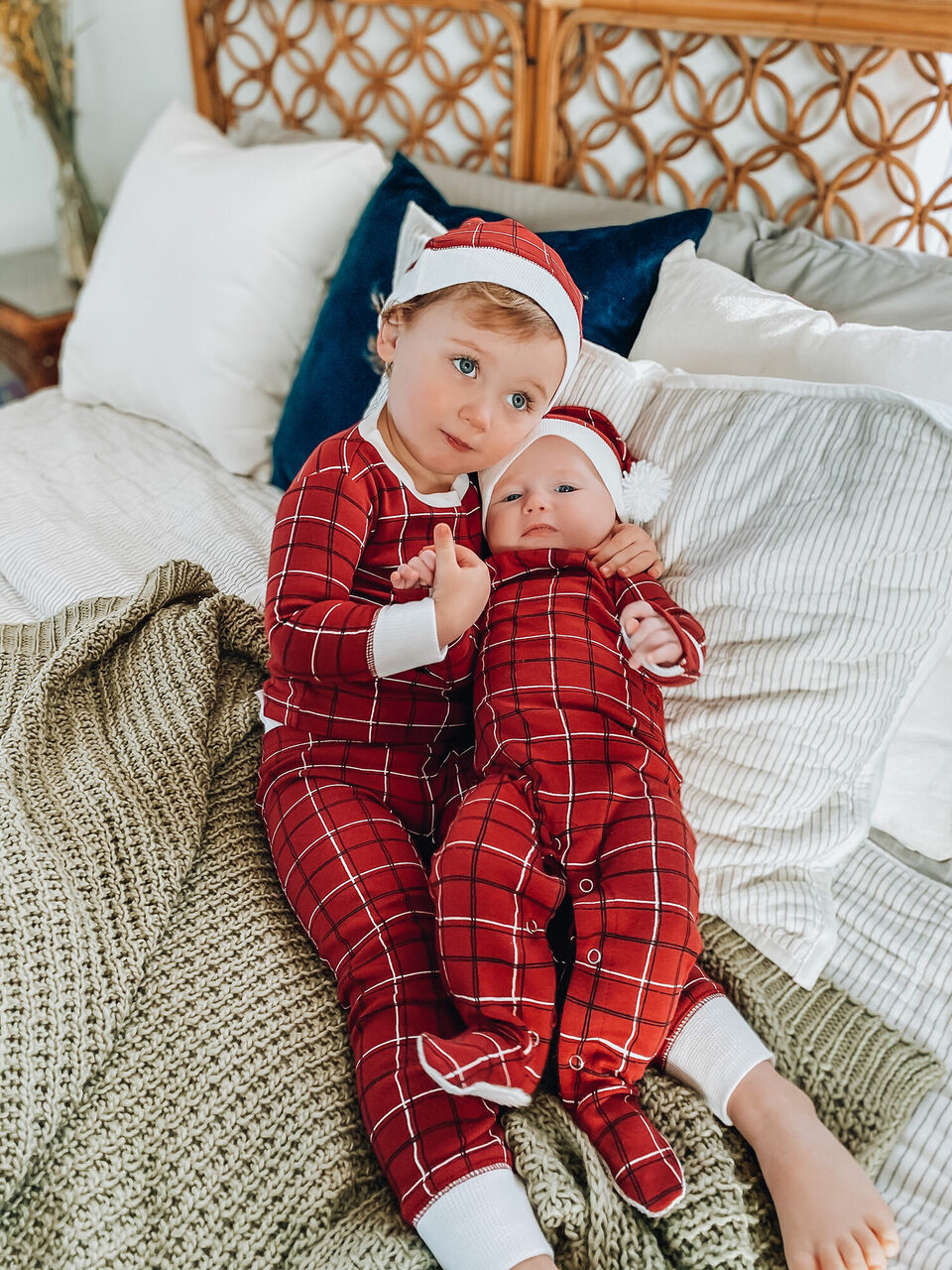 Organic Holiday Footie & Cap Set in Santa Baby, Lifestyle