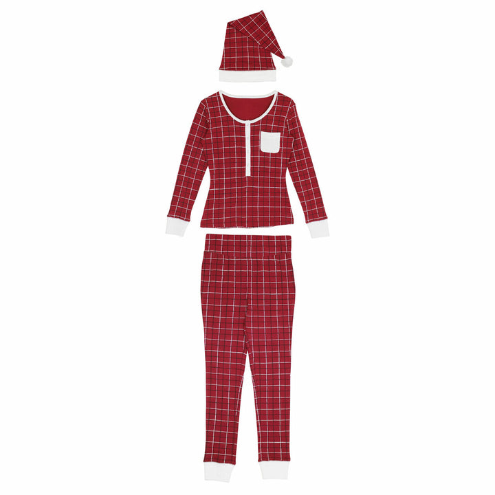 Organic Holiday Women's 2-Pc Lounge Set with Cap in Santa Baby, Flat