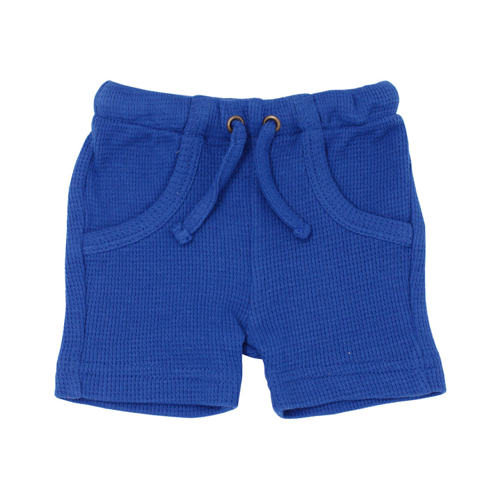 Organic Thermal Bike Shorts in Sapphire, Flat